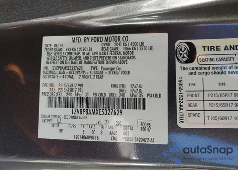 2014 Ford Mustang V6 from USA, damaged, VIN 1ZVBP8AMXE5327629